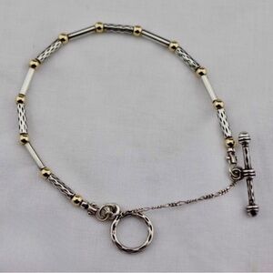 Silpada/Zanfeld Sterling Silver & 14K Embossed Toggle Clasp Bracelet • LIKE NEW